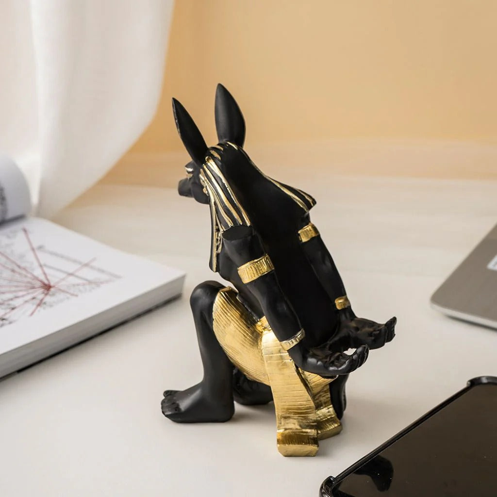 Anubis Egyptian Wine Bottle Holder with Wine Bottle