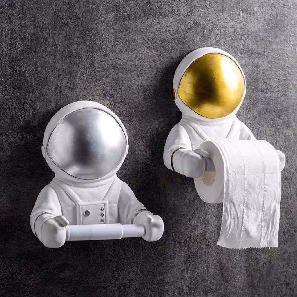 Gold Visor Astronaut Tissue Holder on Wall