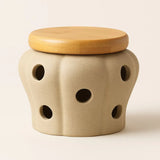 Brisa Ceramic Spice Jar with Bamboo Lid on Counter
