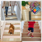 Vorya beige non-slip stair treads set of 4