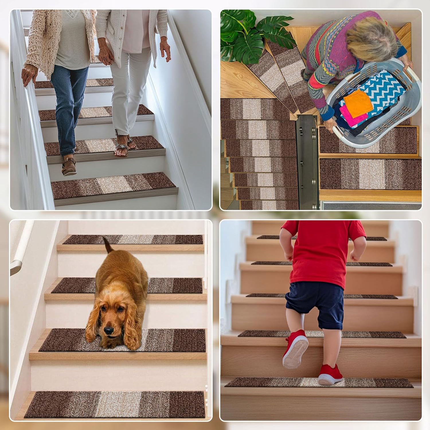 Vorya brown stair runners easy peel and stick install