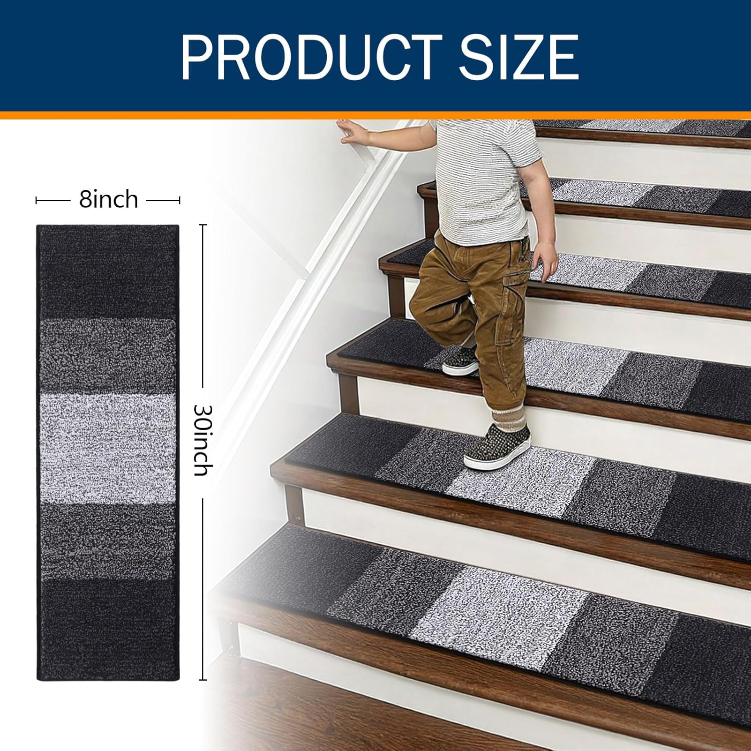 Vorya non-slip black stair treads safe for elders