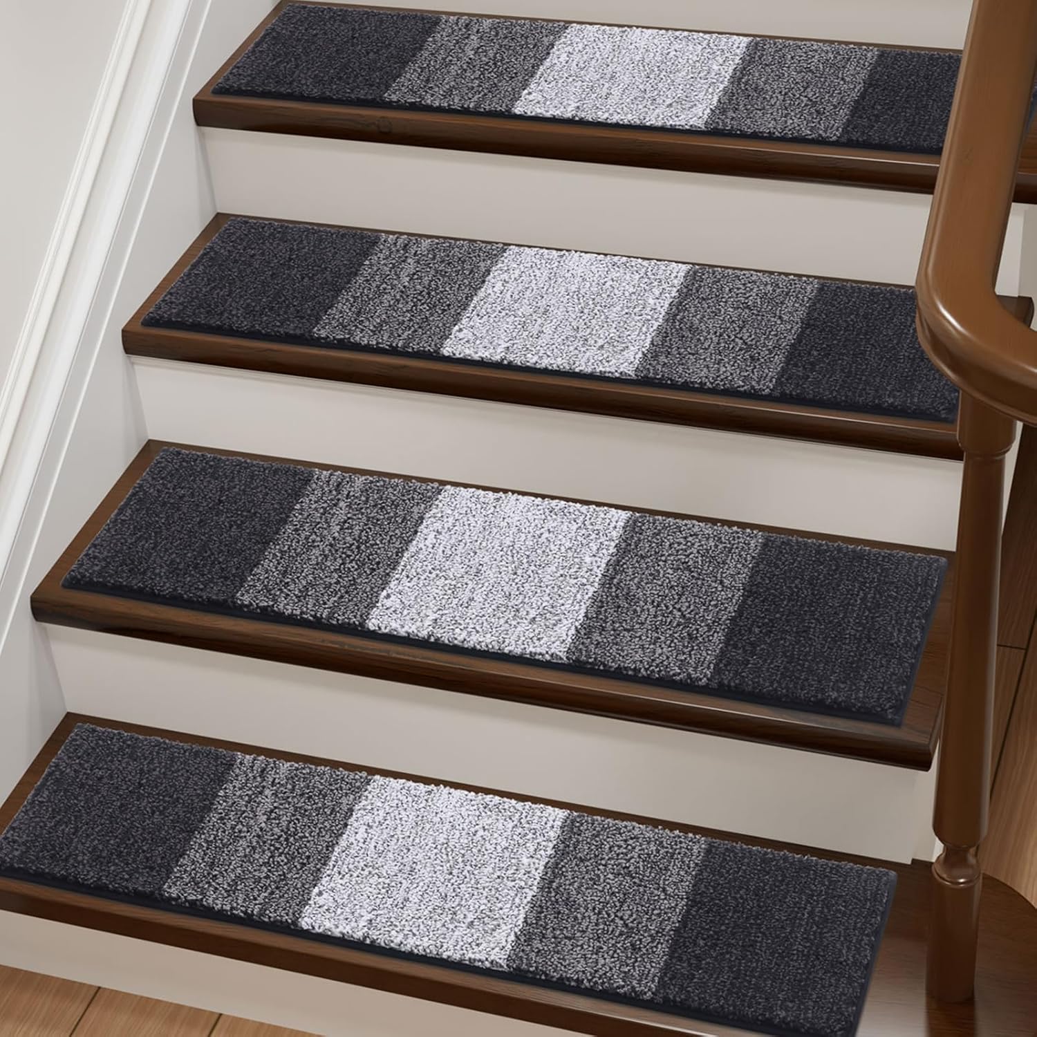 Vorya reusable black stair mats comfort and safety