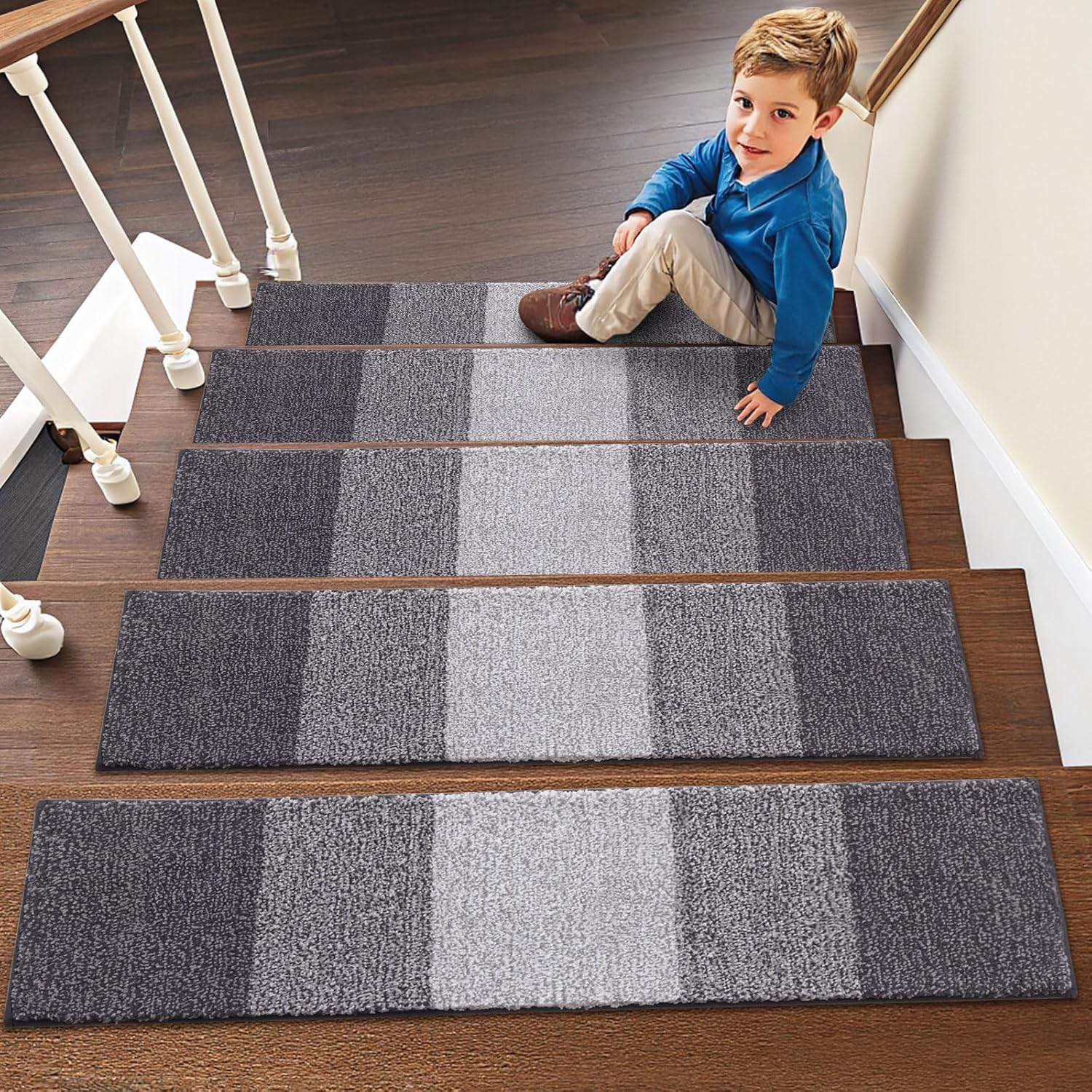 Vorya reusable grey stair treads noise reduction comfort