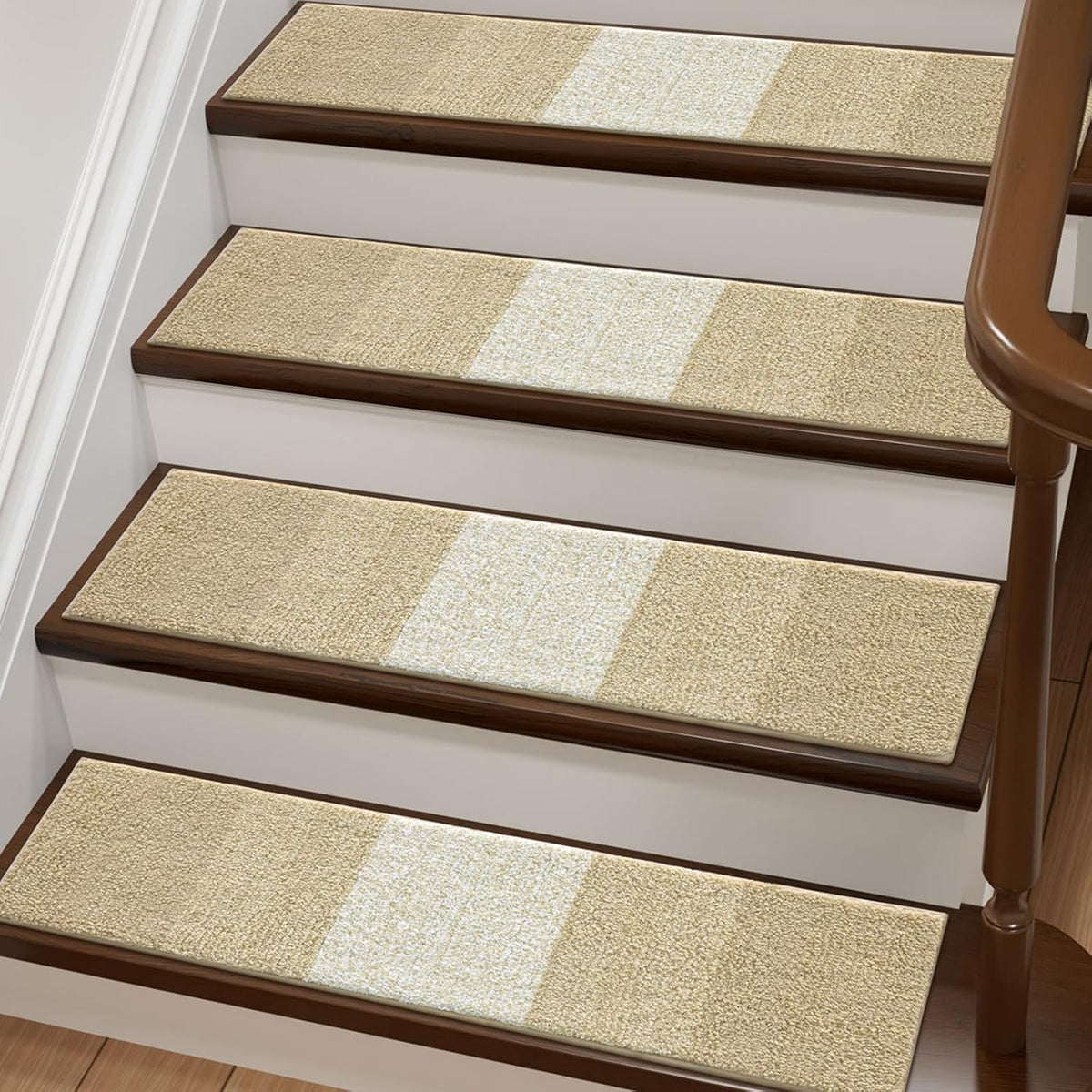 Vorya stylish beige ombre stair carpet tread look
