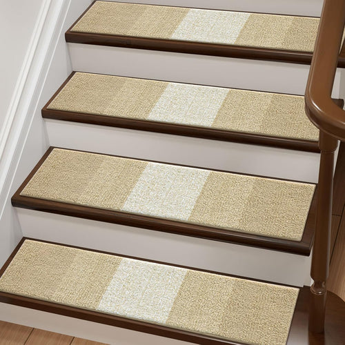 Vorya stylish beige ombre stair carpet tread look
