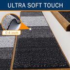 Vorya washable black stair mats for indoor wooden steps