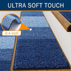 Vorya washable dark blue stair mats for indoor steps